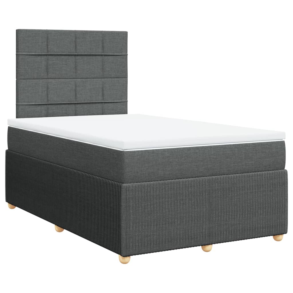 vidaXL Box spring postelja z vzmetnico temno siva 120x190 cm blago