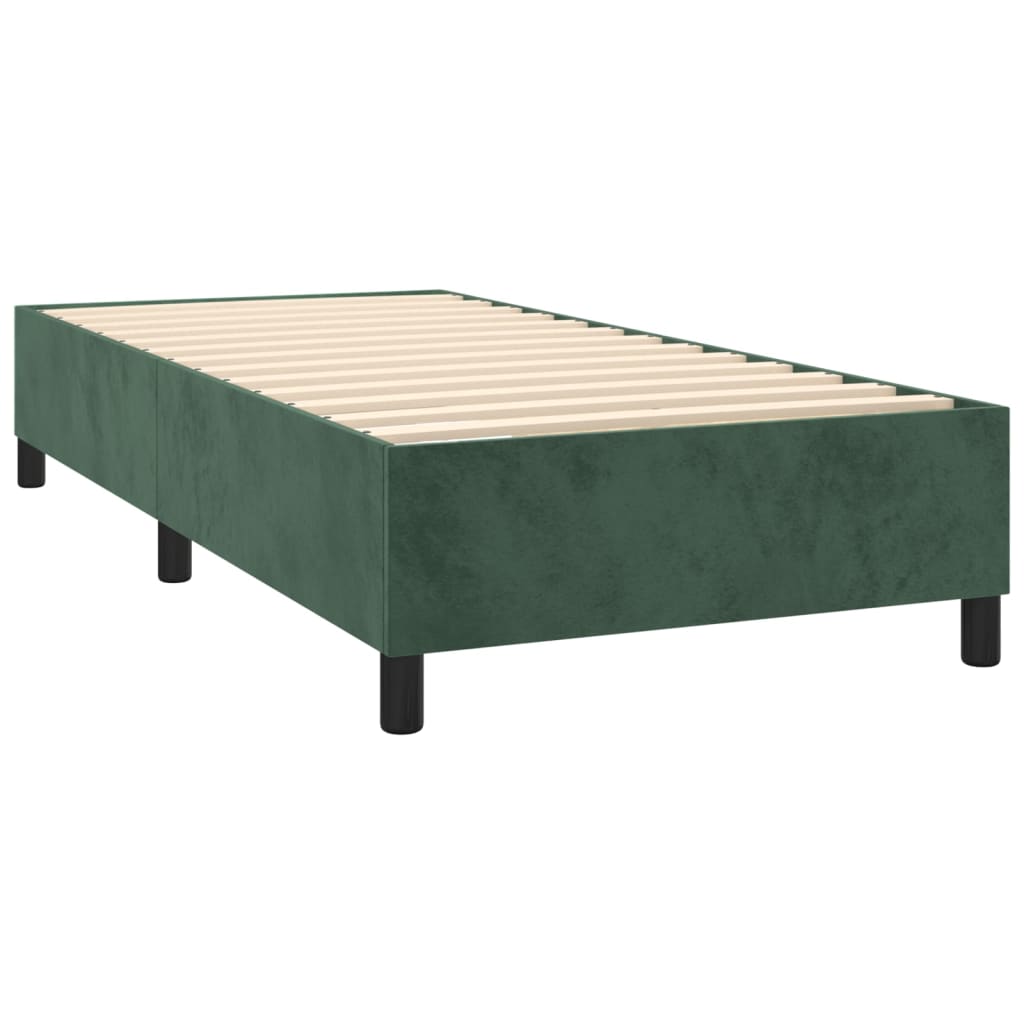 vidaXL Box spring postelja z vzmetnico temno zelena 100x200 cm žamet