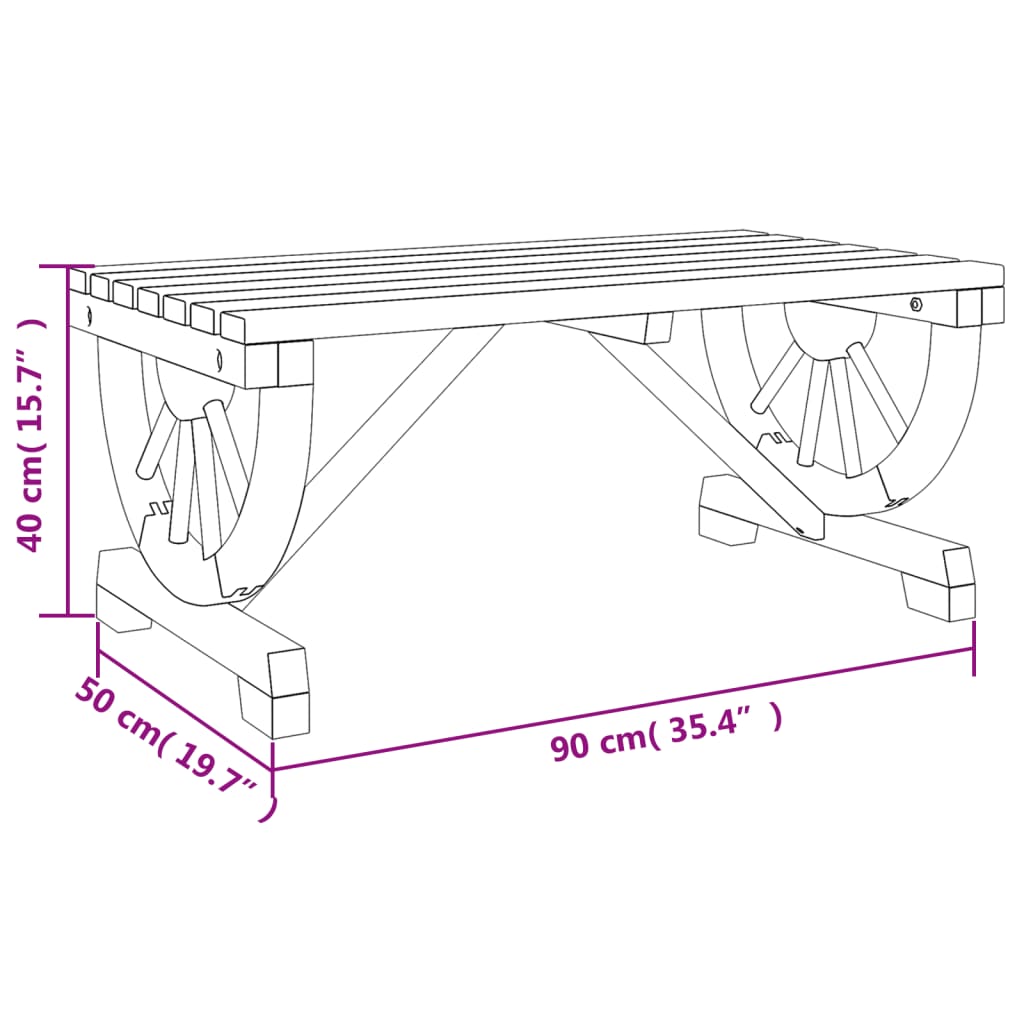 vidaXL Vrtna klubska mizica 90x50x40 cm trden les jelke