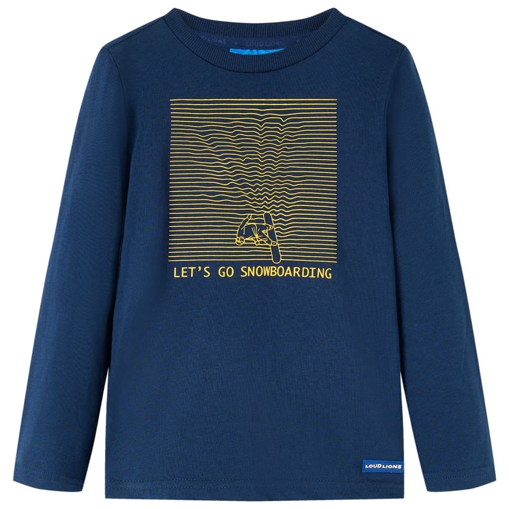Otroška majica z dolgimi rokavi mornarsko modra 116
