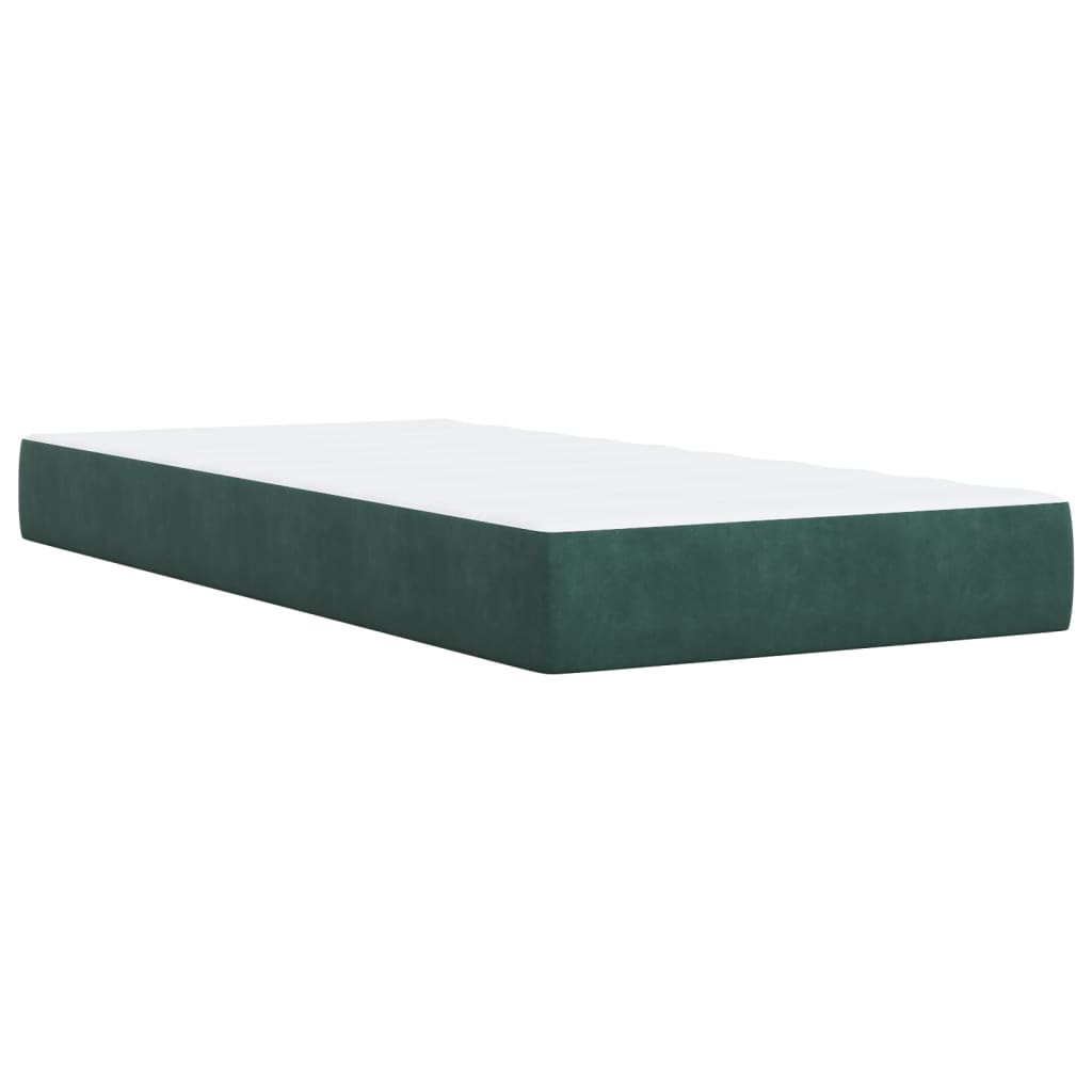 vidaXL Box spring postelja z vzmetnico temno zelena 100x200 cm žamet