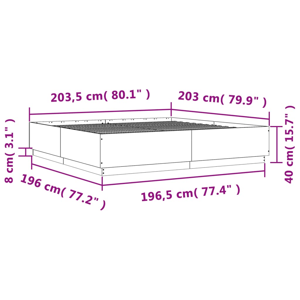 vidaXL Posteljni okvir bel 200x200 cm inženirski les