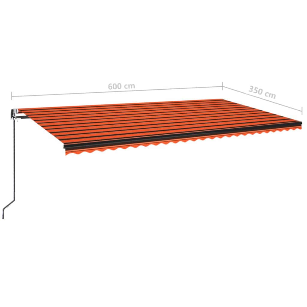 vidaXL Avtomatsko zložljiva tenda 600x350 cm oranžna in rjava