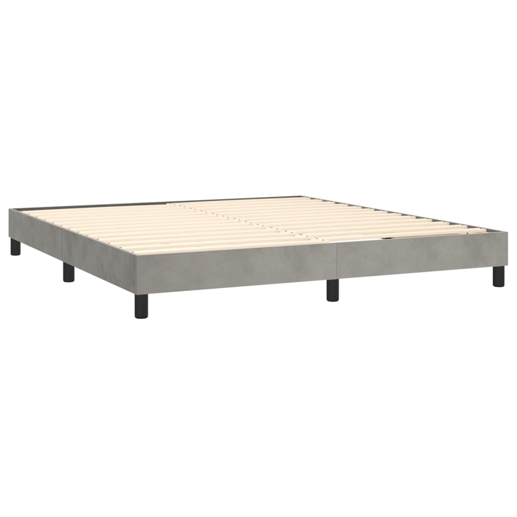 vidaXL Box spring postelja z vzmetnico svetlo siva 180x200 cm žamet