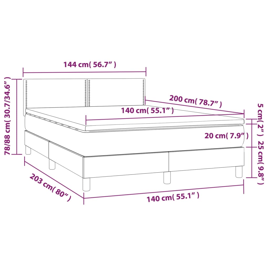 vidaXL Box spring postelja z vzmetnico črna 140x200 cm blago