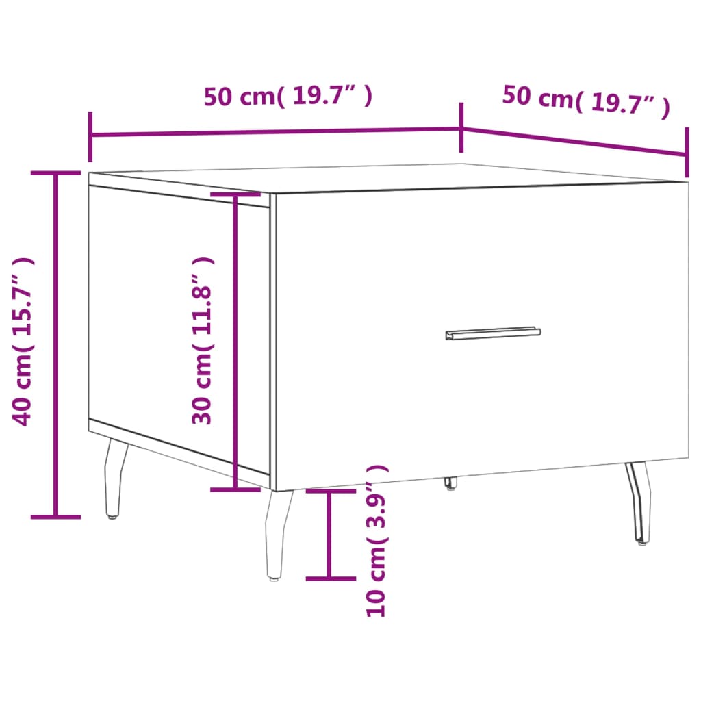 vidaXL Klubske mizice 2 kosa rjavi hrast 50x50x40 cm inženirski les