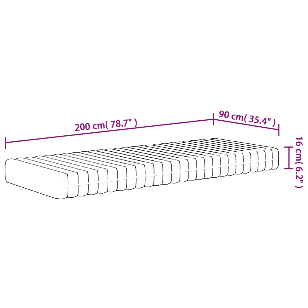 vidaXL Vzmetnica iz pene srednje mehka 90x200 cm