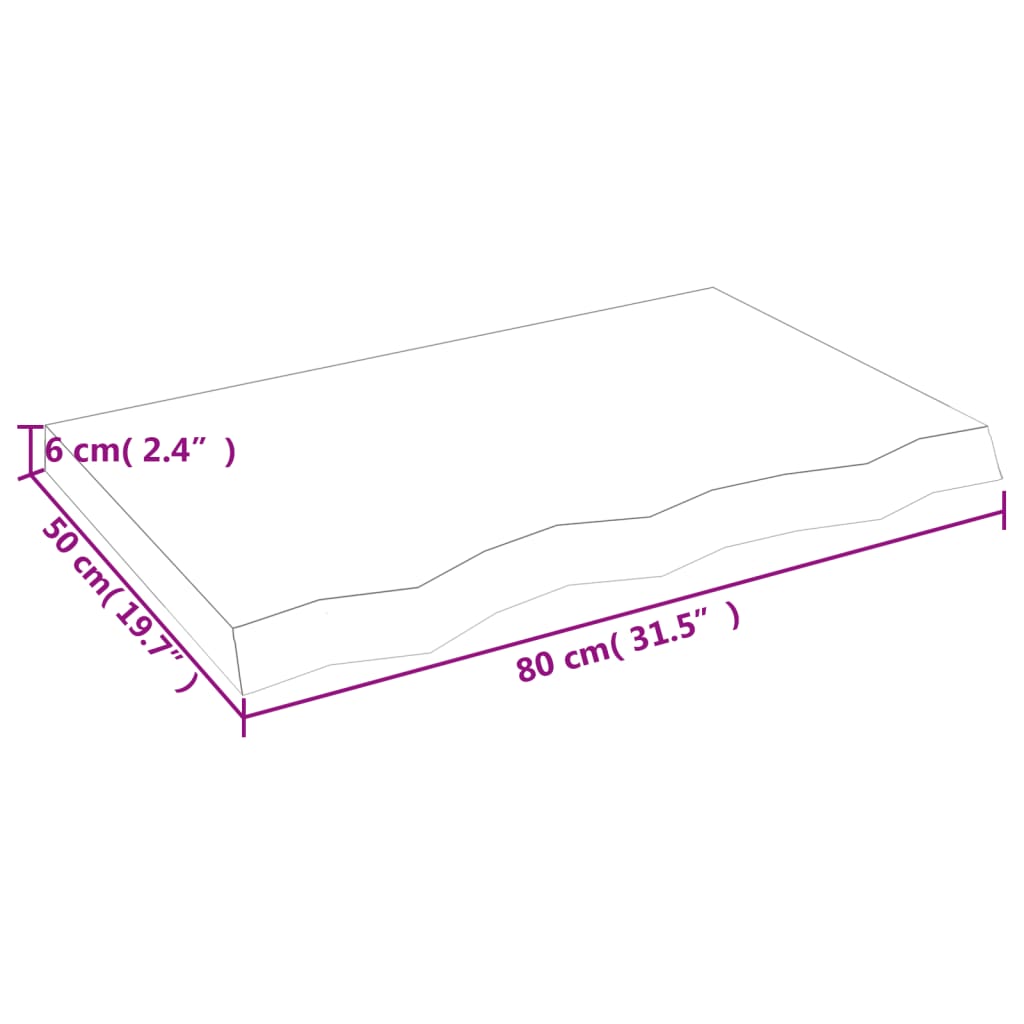 vidaXL Stenska polica svetlo rjava 80x50x(2-6) cm trdna hrastovina