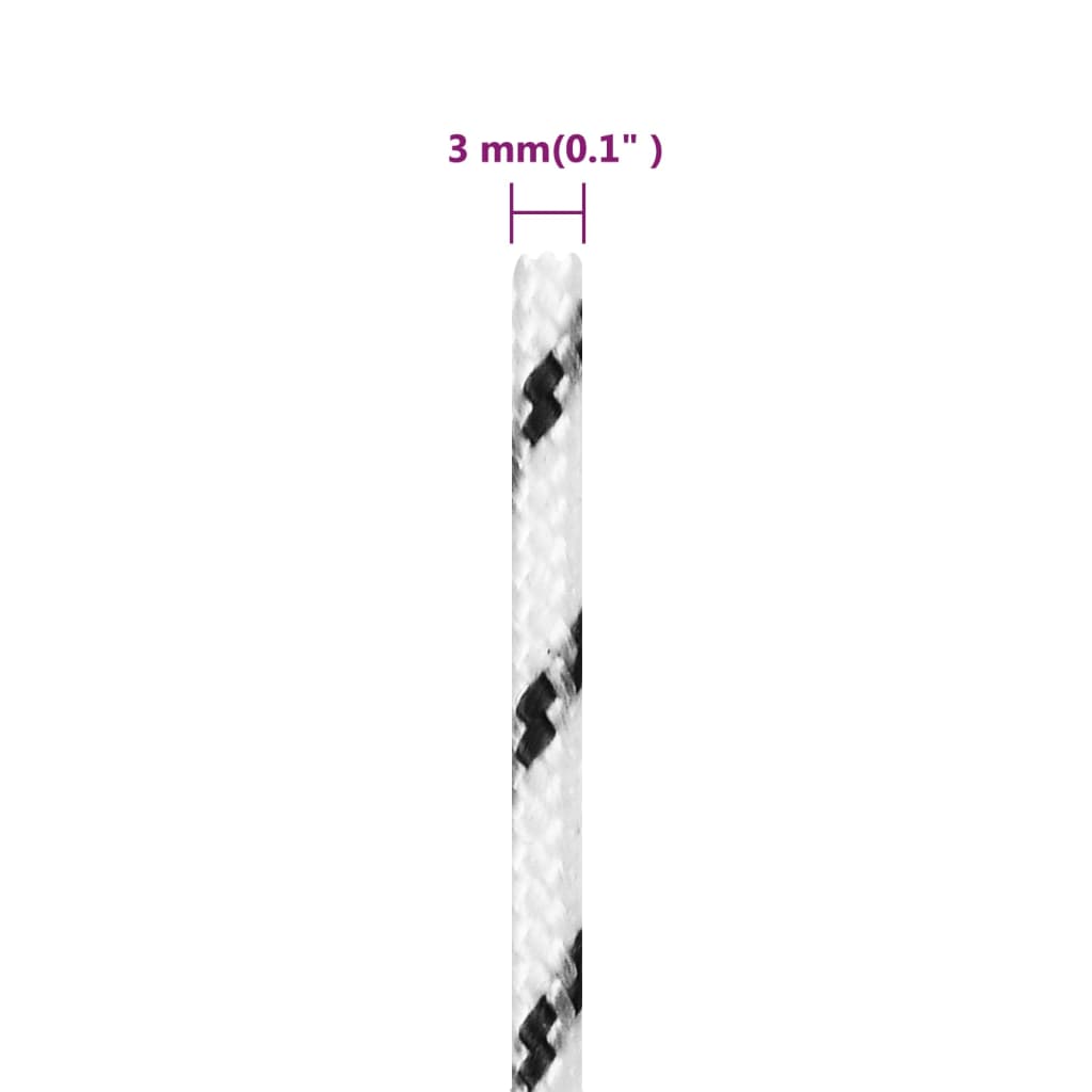 vidaXL Pletena vrv za čoln bela 3 mm x 50 m poliester