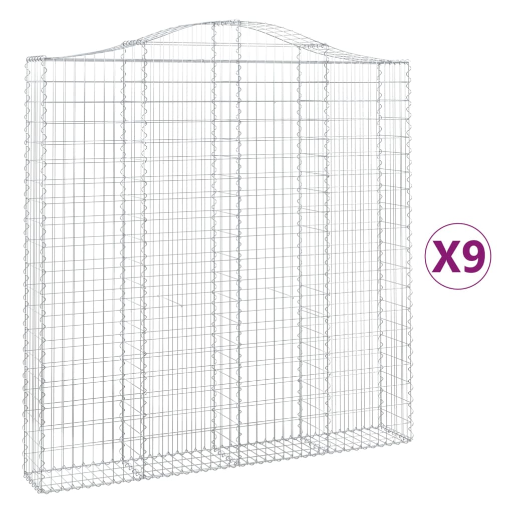 vidaXL Obokane gabion košare 9kosov 200x30x200/220 cm pocinkano železo