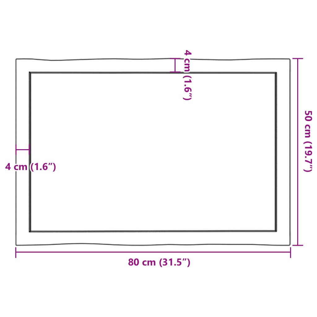 vidaXL Mizna plošča 80x50x(2-4) cm neobdelana hrastovina naraven rob