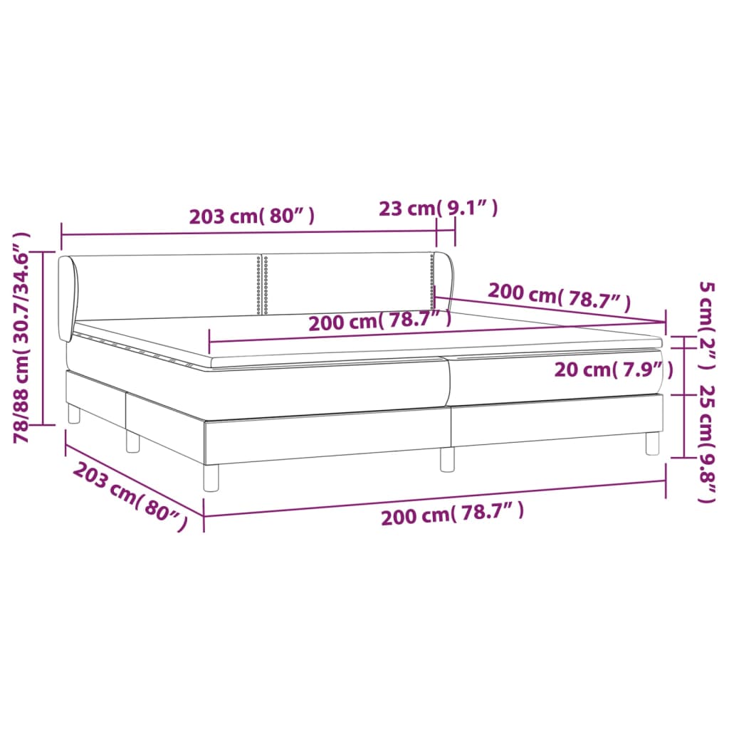 vidaXL Box spring postelja z vzmetnico krem 200x200 cm umetno usnje