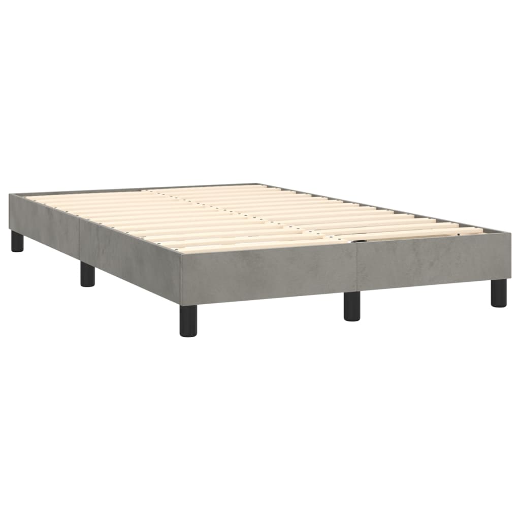 vidaXL Box spring postelja z vzmetnico svetlo siva 120x200 cm žamet