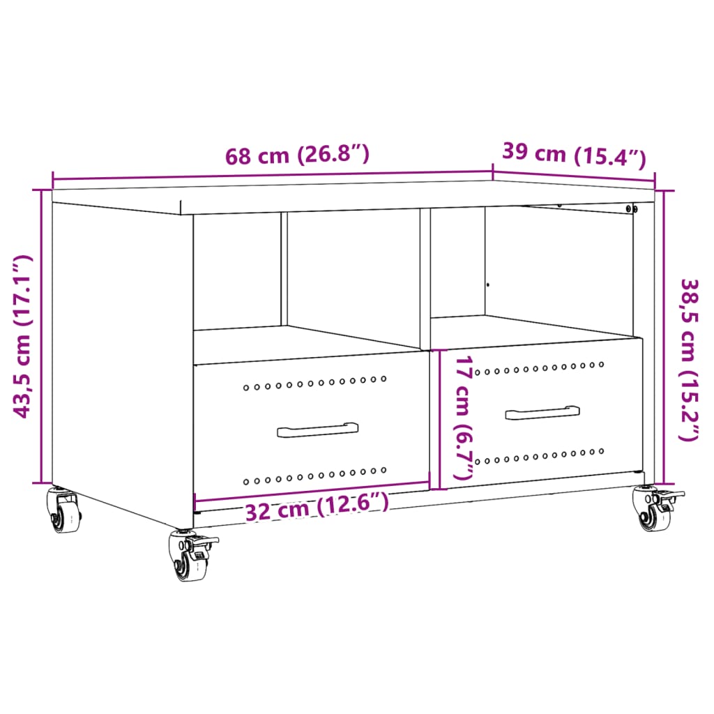 vidaXL TV omarica antracit 68x39x43,5 cm hladno valjano jeklo