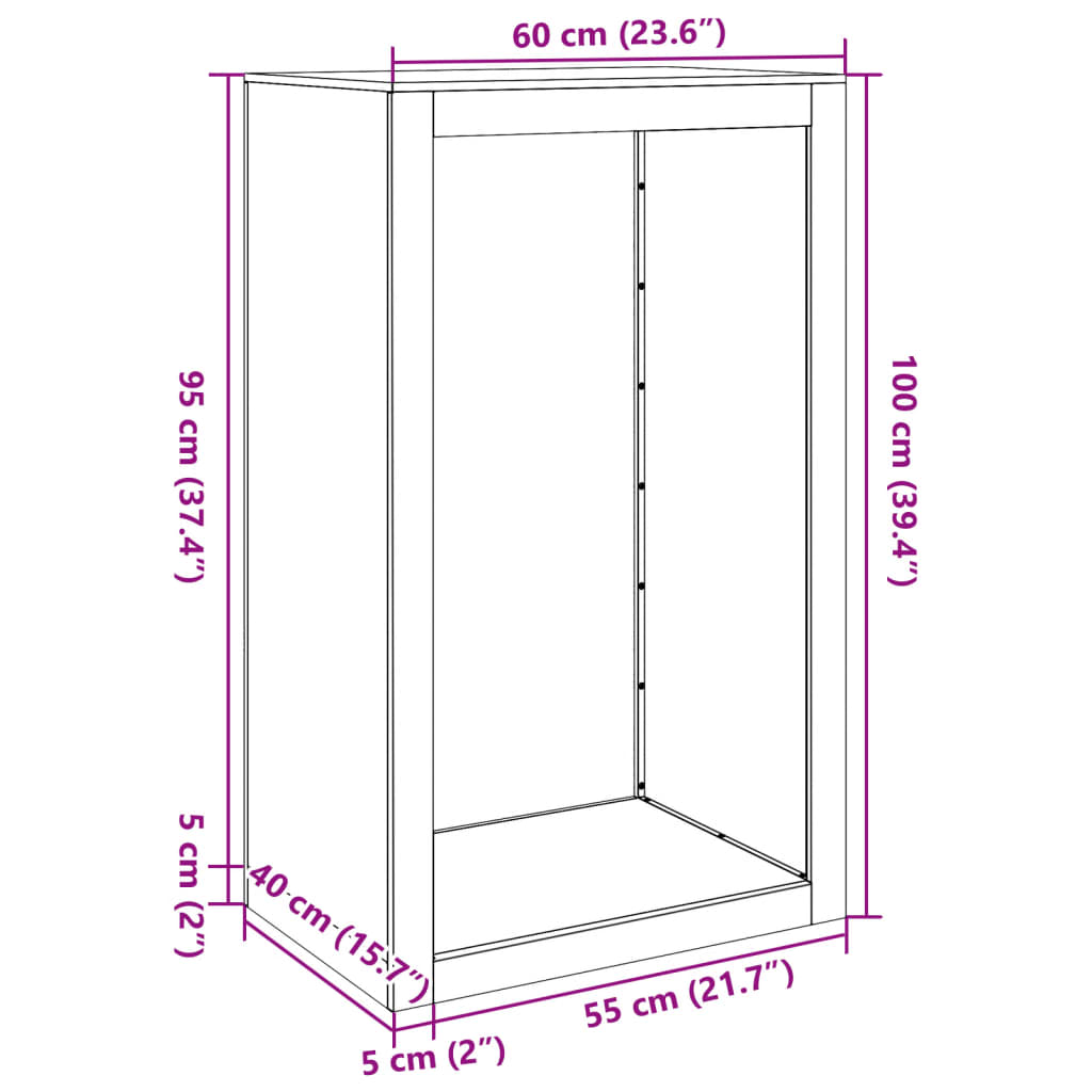 vidaXL Stojalo za drva 60x40x100 cm korten jeklo