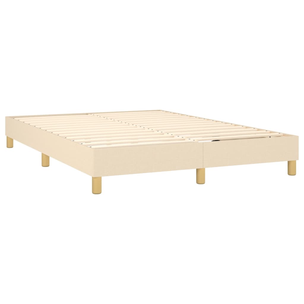 vidaXL Box spring postelja z vzmetnico krem 140x190 cm blago