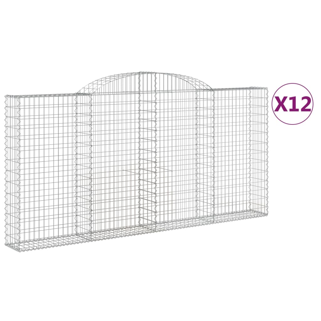 vidaXL Obokane gabion košare 12 kosi 300x30x140/160cm pocinkano železo