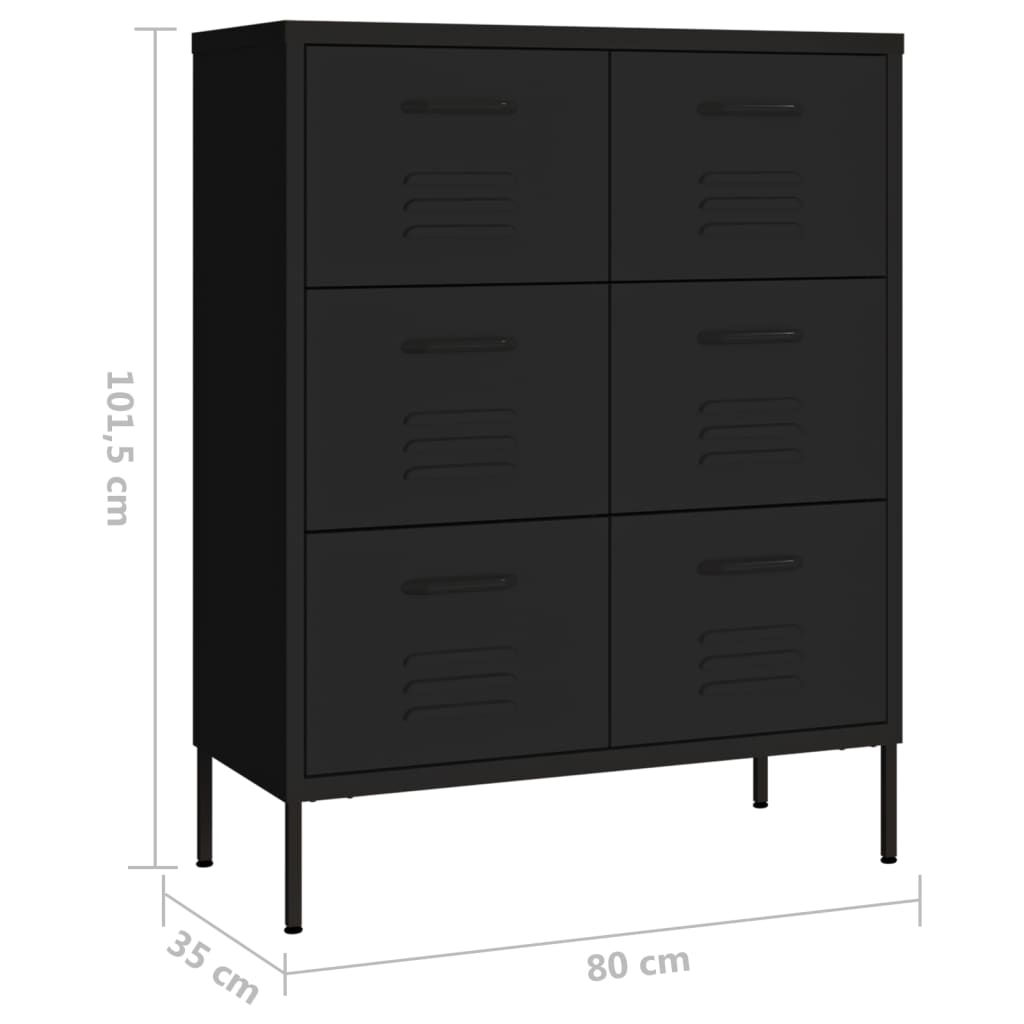 vidaXL Omarica s predali črna 80x35x101,5 cm jeklo