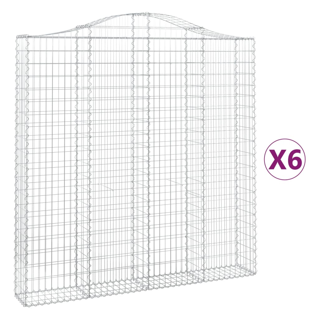 vidaXL Obokane gabion košare 6 kosi 200x30x200/220 cm pocinkano železo