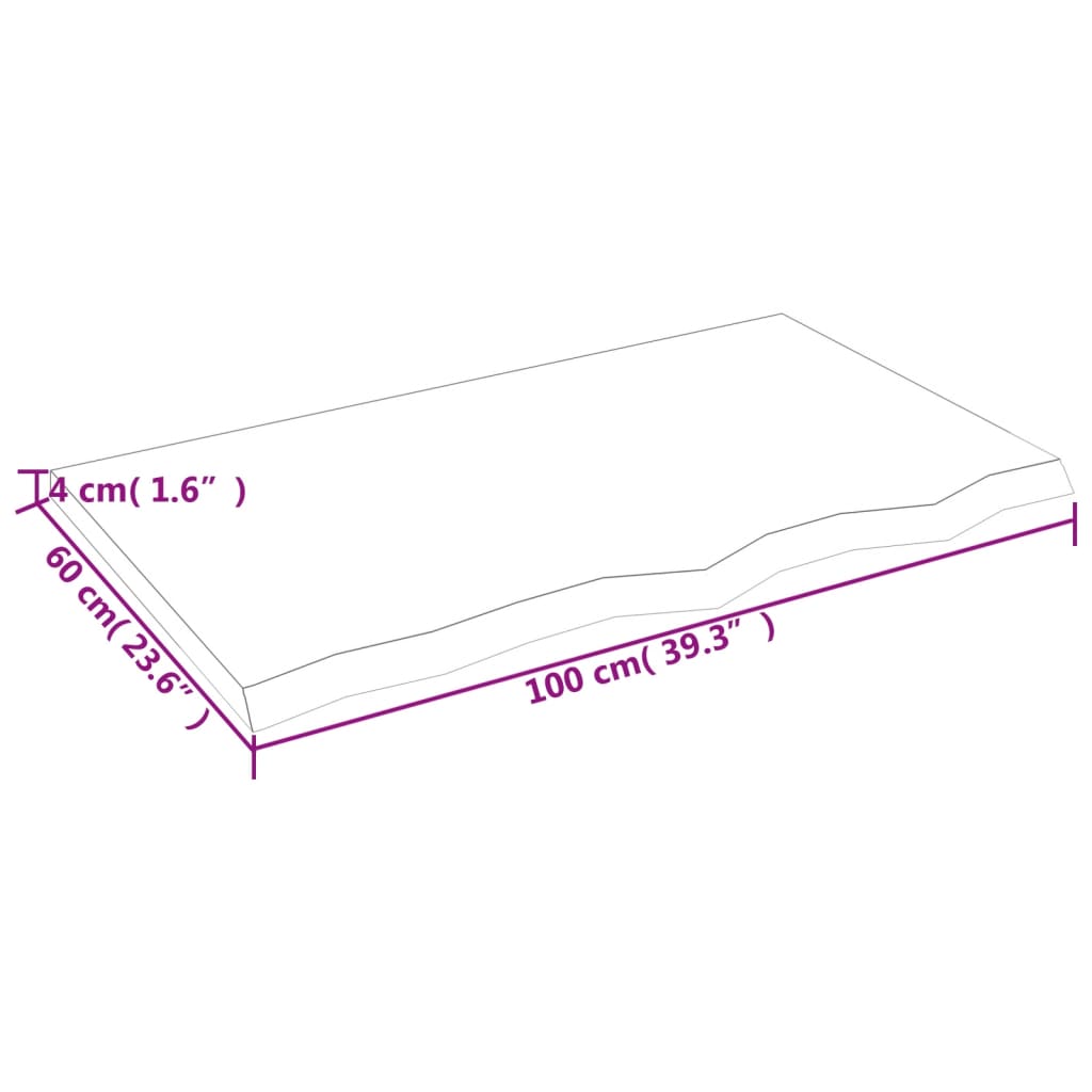 vidaXL Mizna plošča 100x60x(2-4) cm neobdelana trdna hrastovina