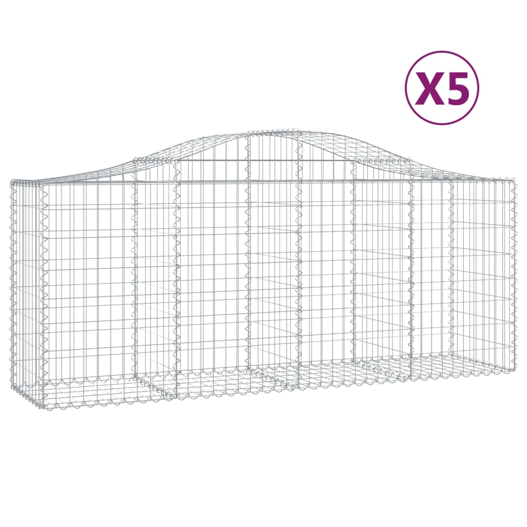 vidaXL Obokane gabion košare 5 kosov 200x50x80/100 cm cinkano železo