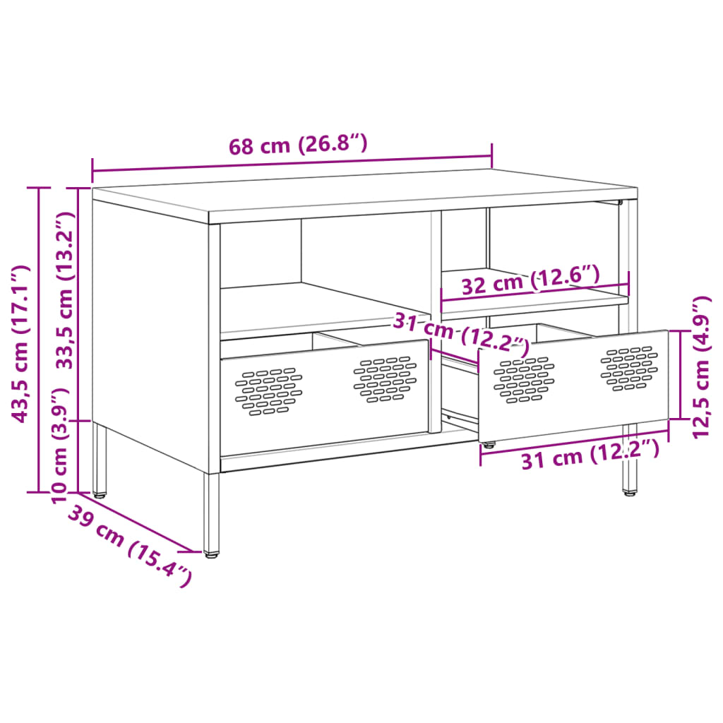 vidaXL TV omarica antracit 68x39x43,5 cm hladno valjano jeklo