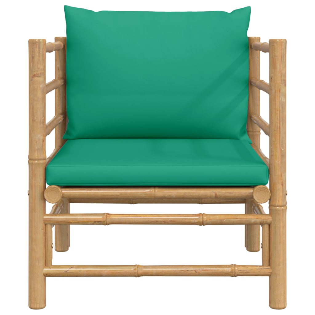 vidaXL Vrtni kavč z zelenimi blazinami bambus