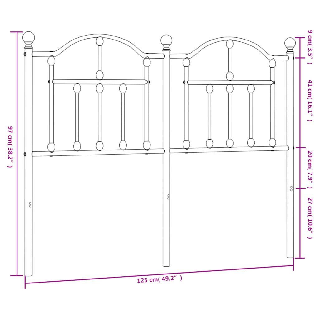 vidaXL Kovinsko vzglavje belo 120 cm