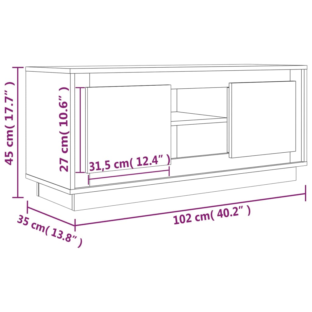 vidaXL TV omarica črna 102x35x45 cm inženirski les