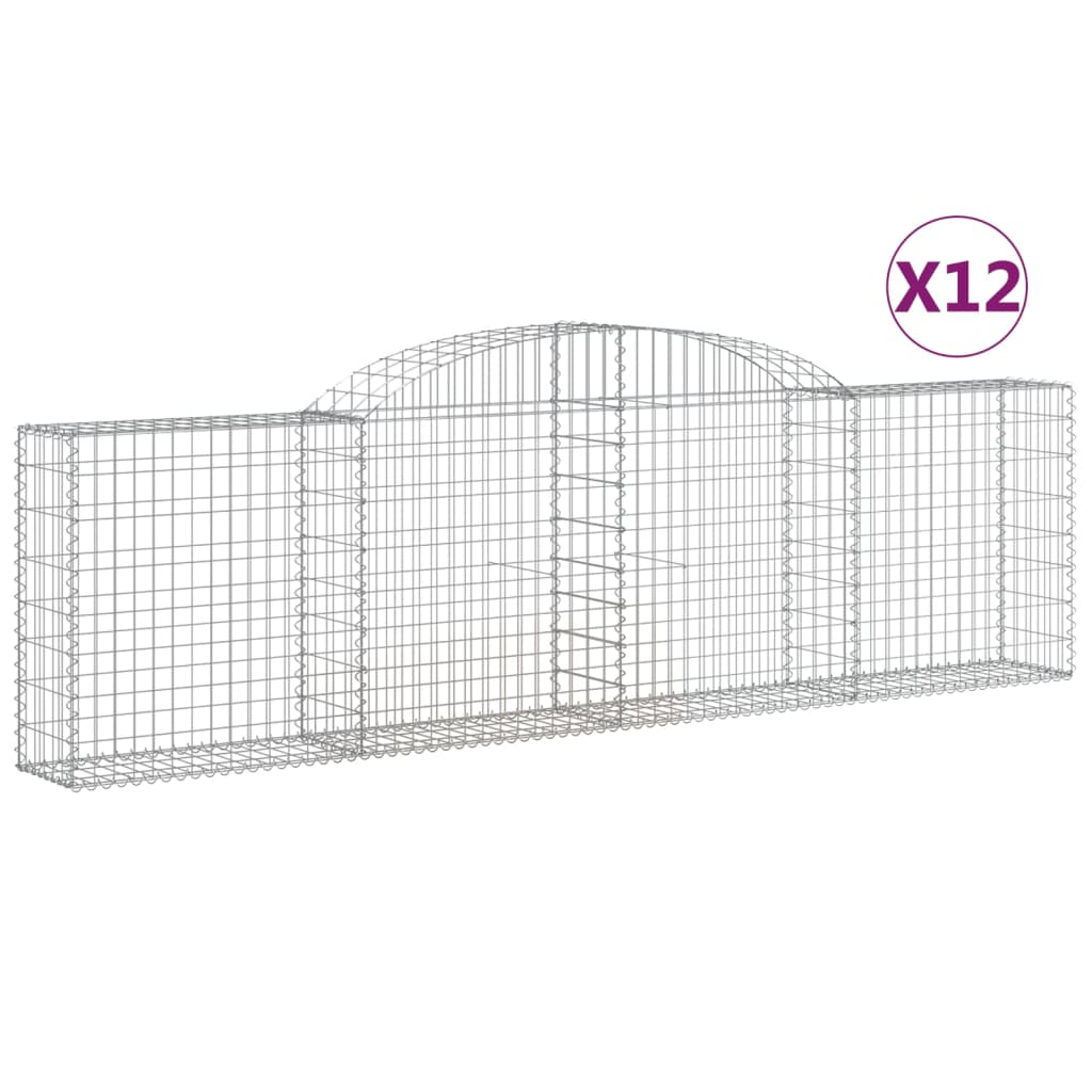 vidaXL Obokane gabion košare 12 kosa 300x30x80/100 cm pocinkano železo