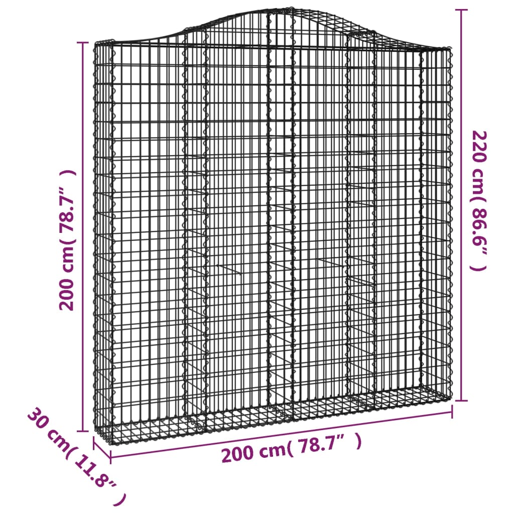 vidaXL Obokane gabion košare 3 kosi 200x30x200/220 cm pocinkano železo