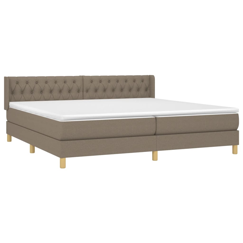 vidaXL Box spring postelja z vzmetnico taupe 200x200 cm blago