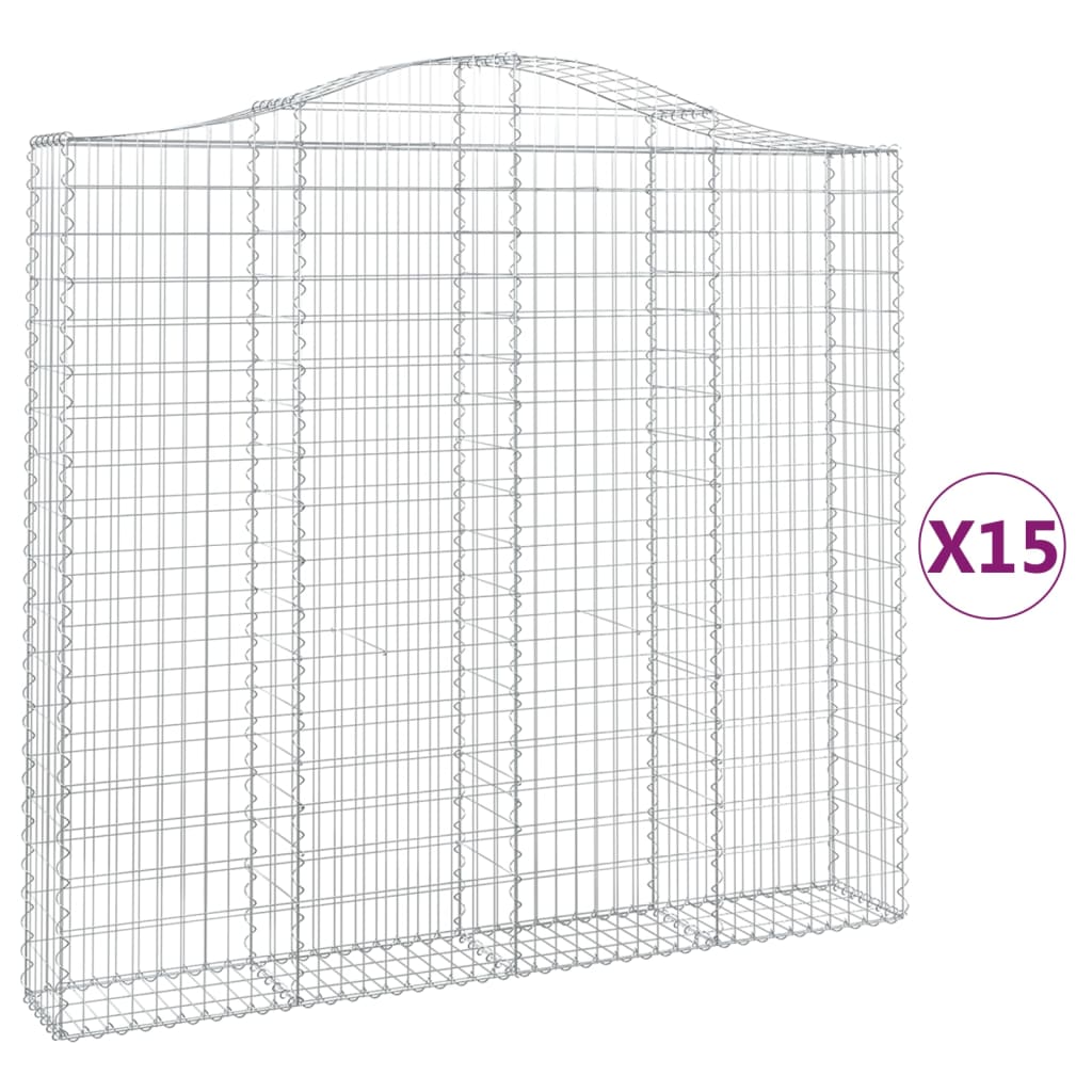 vidaXL Obokane gabion košare 15 kos 200x30x180/200 cm pocinkano železo