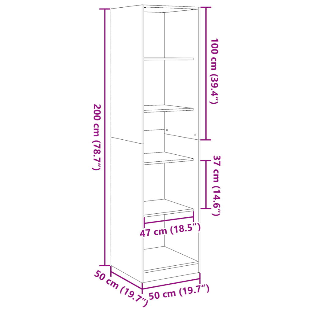 vidaXL Garderobna omara črna 50x50x200 cm iverna plošča