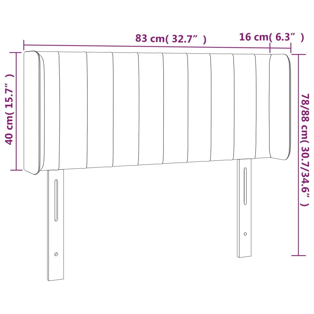 vidaXL LED posteljno vzglavje modro 83x16x78/88 cm blago