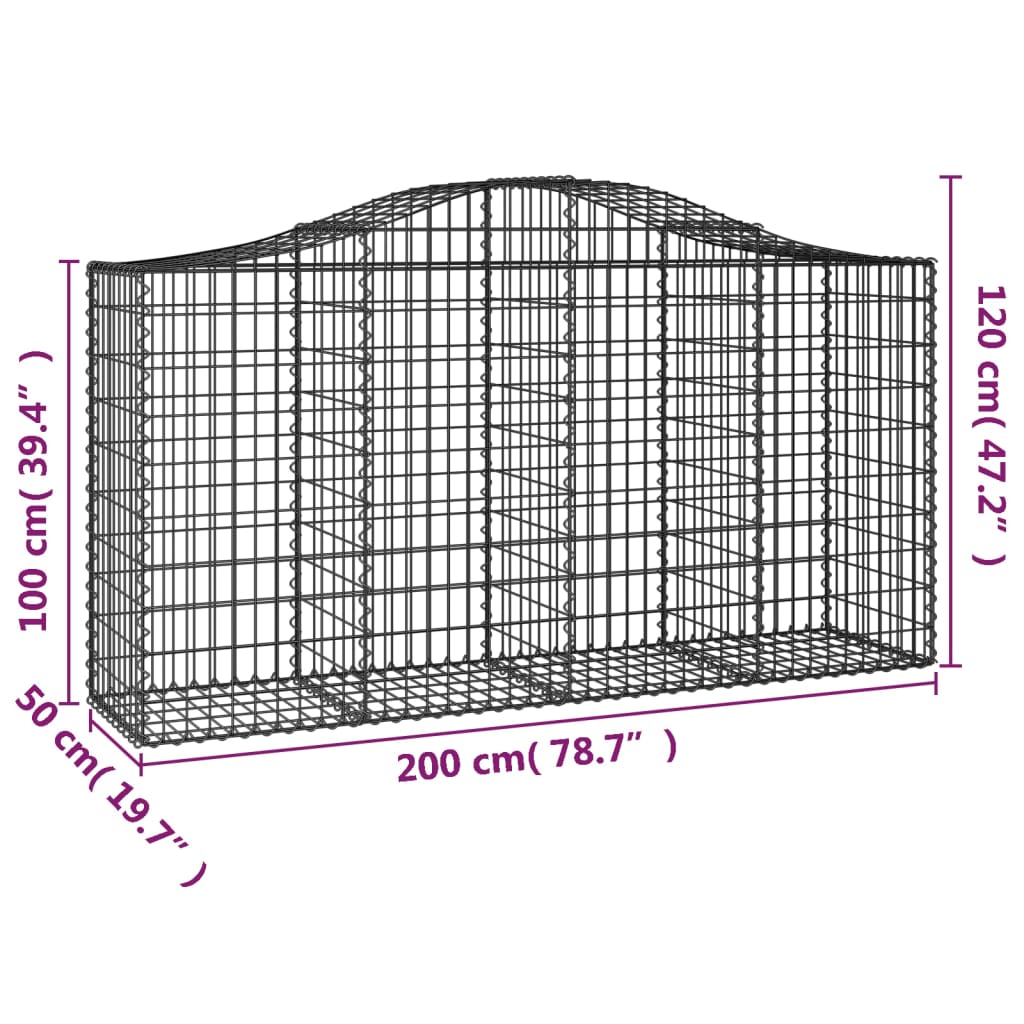 vidaXL Obokana gabionska košara 15 kos 200x50x100/120cm cinkano železo