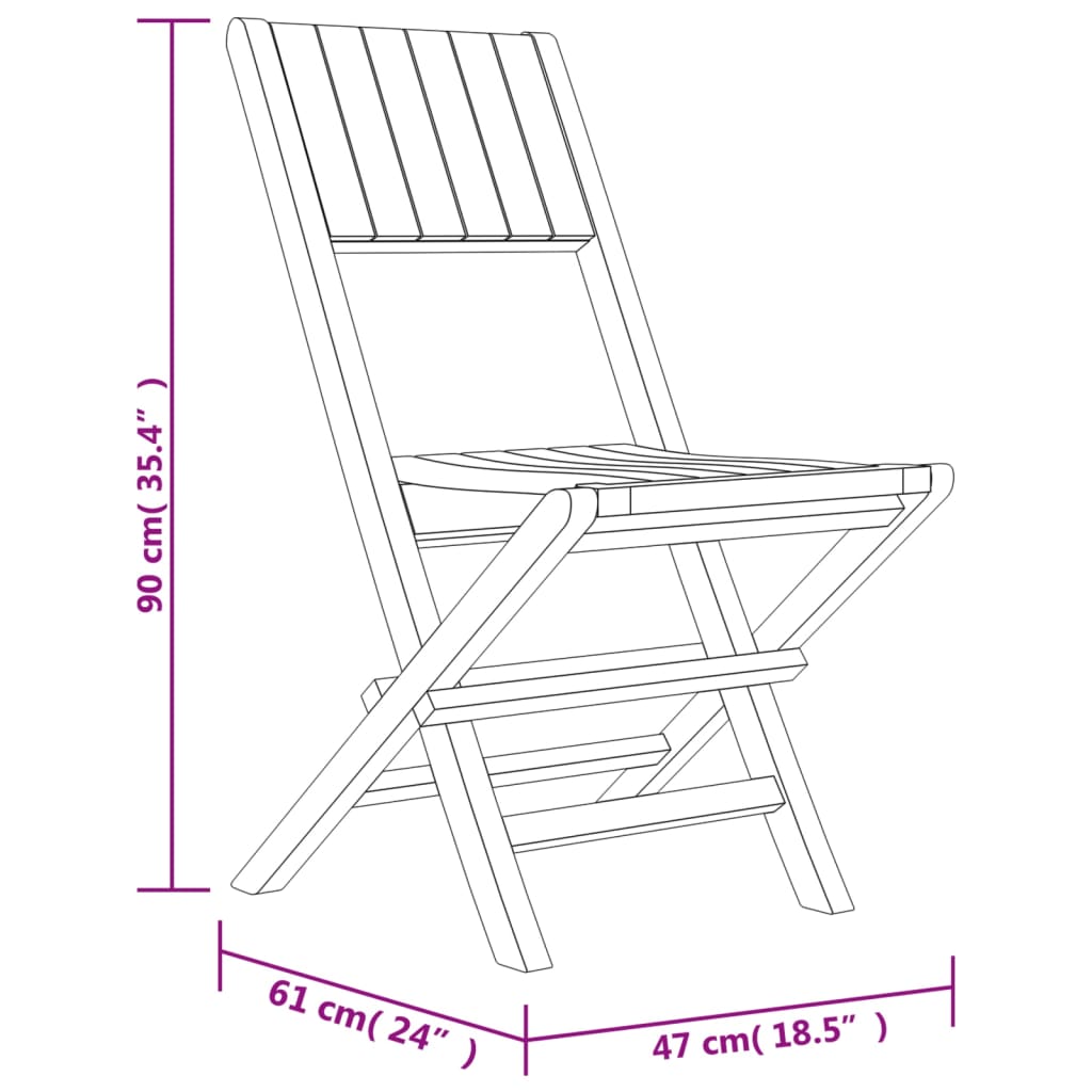 vidaXL Zložljivi vrtni stoli 8 kosi 47x61x90 cm trdna tikovina