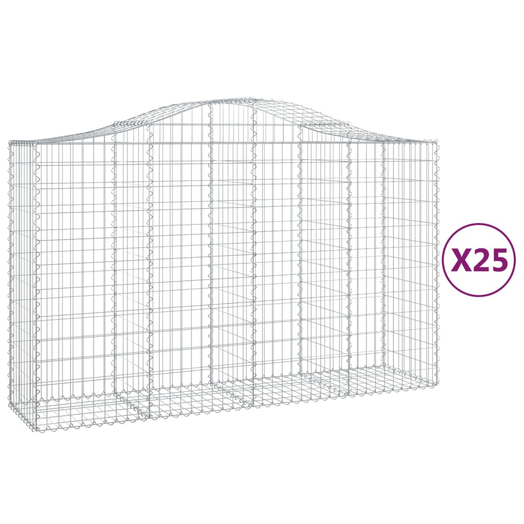 vidaXL Obokane gabion košare 25 kosa 200x50x120/140cm pocinkano železo