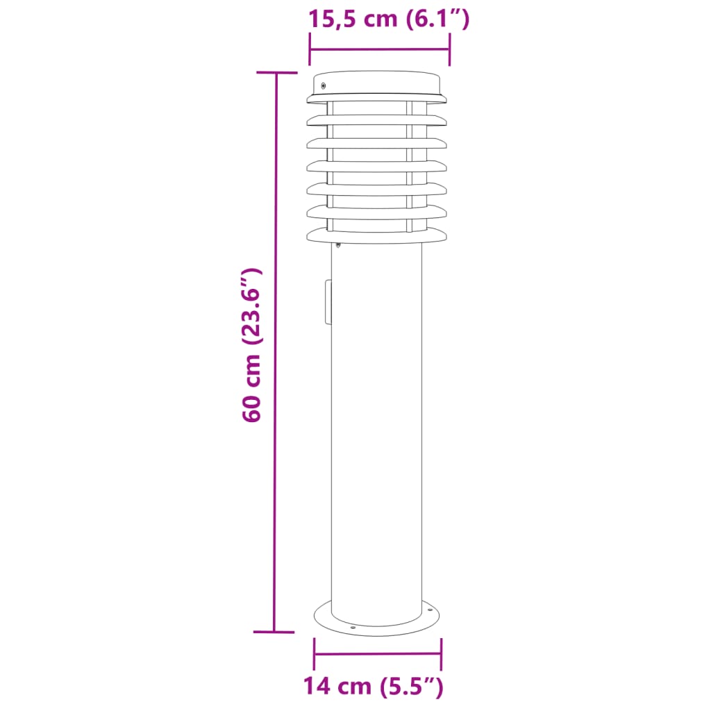 vidaXL Zunanja talna svetilka z vtičnico črna 60 cm nerjaveče jeklo