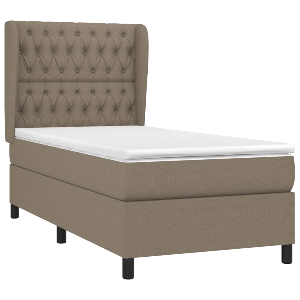 vidaXL Box spring postelja z vzmetnico taupe 90x200 cm blago