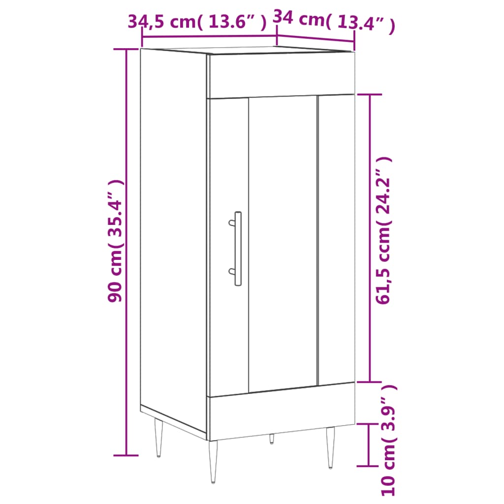 vidaXL Komoda siva sonoma 34,5x34x90 cm inženirski les