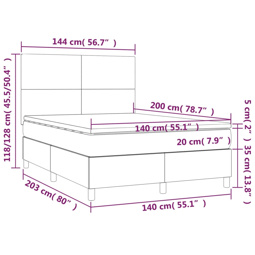 vidaXL Box spring postelja z vzmetnico temno rjava 140x200 cm blago