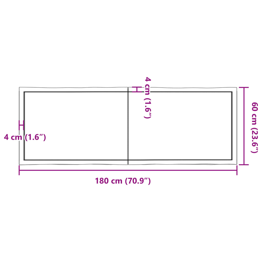 vidaXL Mizna plošča 180x60x(2-6) cm neobdelana hrastovina naraven rob