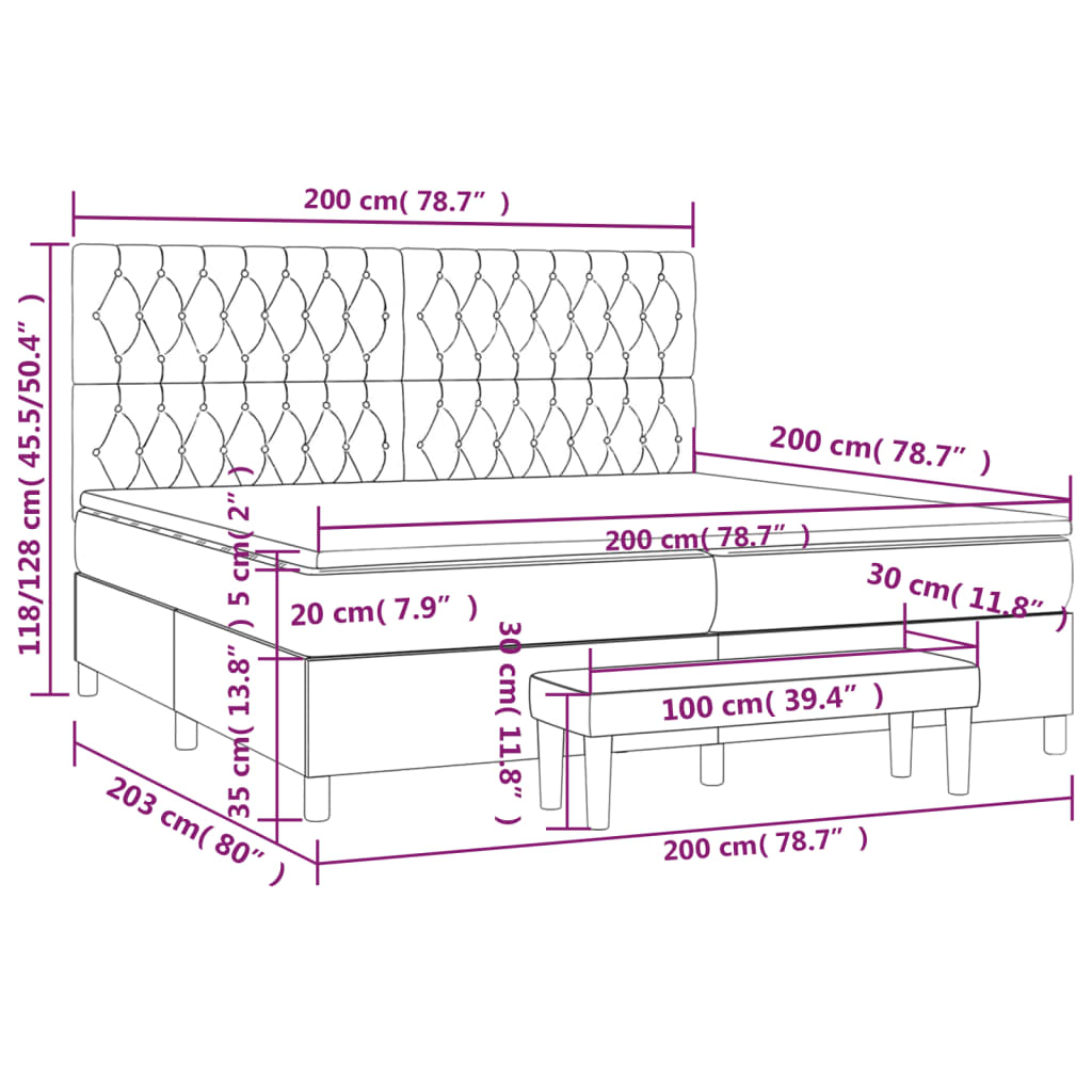 vidaXL Box spring postelja z vzmetnico roza 200x200 cm žamet