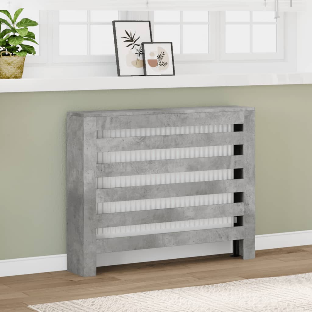 vidaXL Pokrov za radiator betonsko siv 104x20x82 cm inženirski les