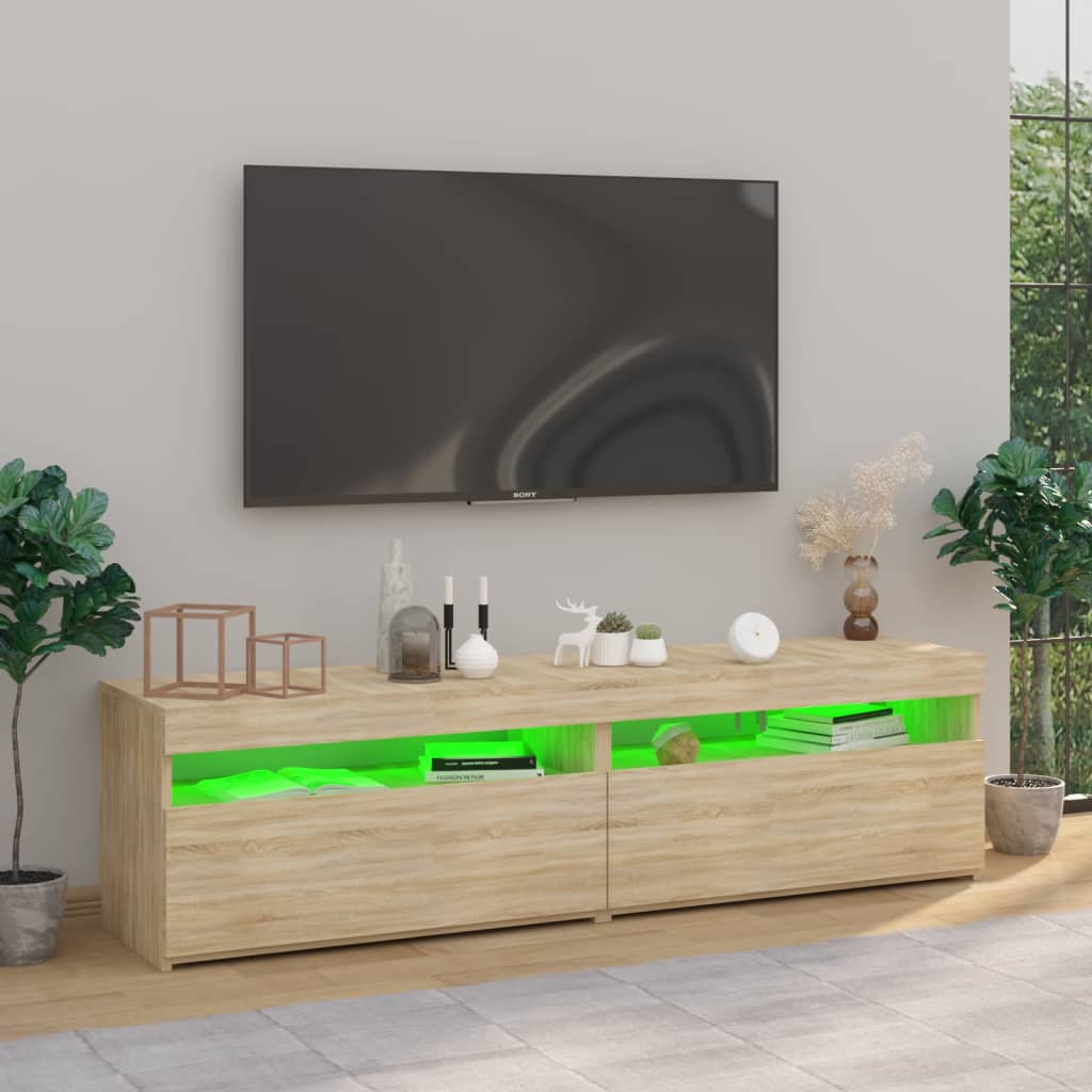 vidaXL TV omarica 2 kosa z LED lučkami sonoma hrast 75x35x40 cm