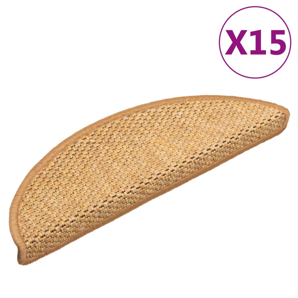 vidaXL Samolepilne preproge za stopnice 15 kos 56x17x3 cm sisal