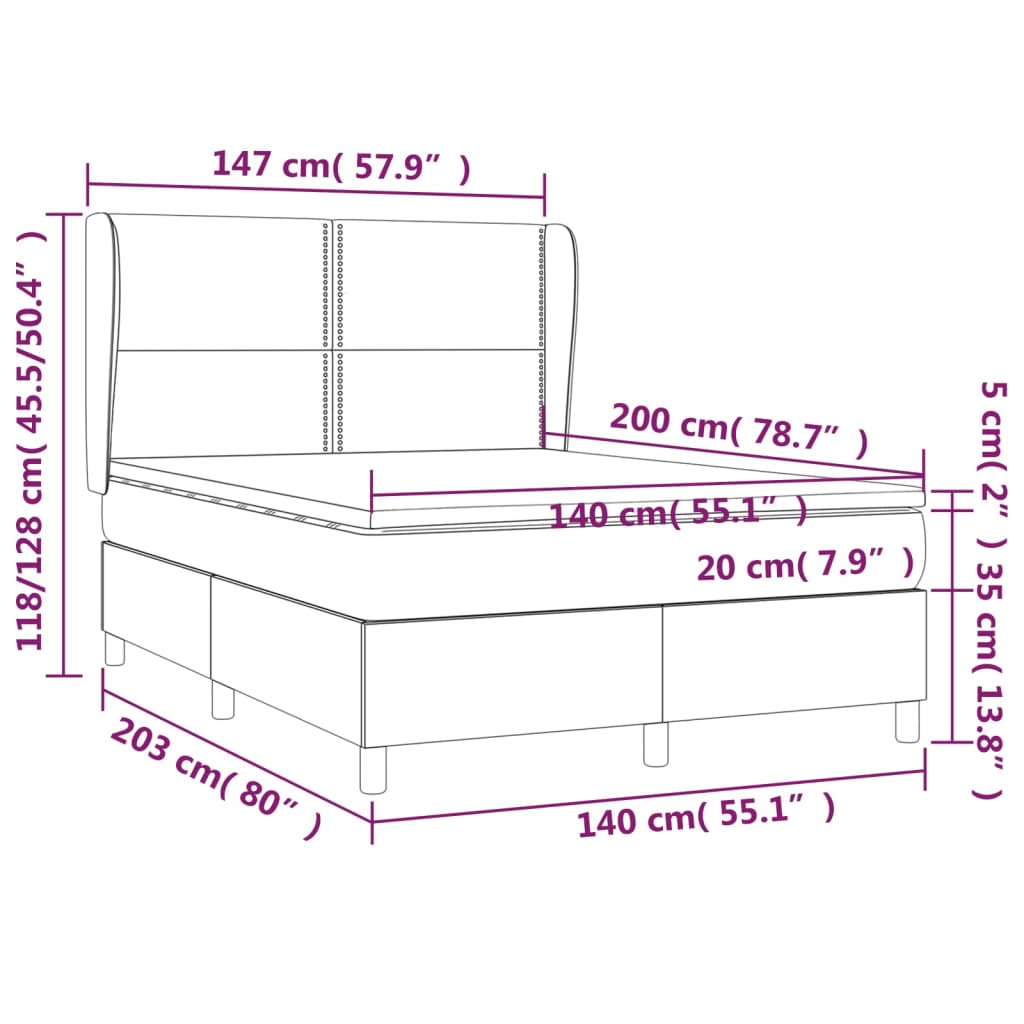 vidaXL Box spring postelja z vzmetnico črn 140x200 cm umetno usnje