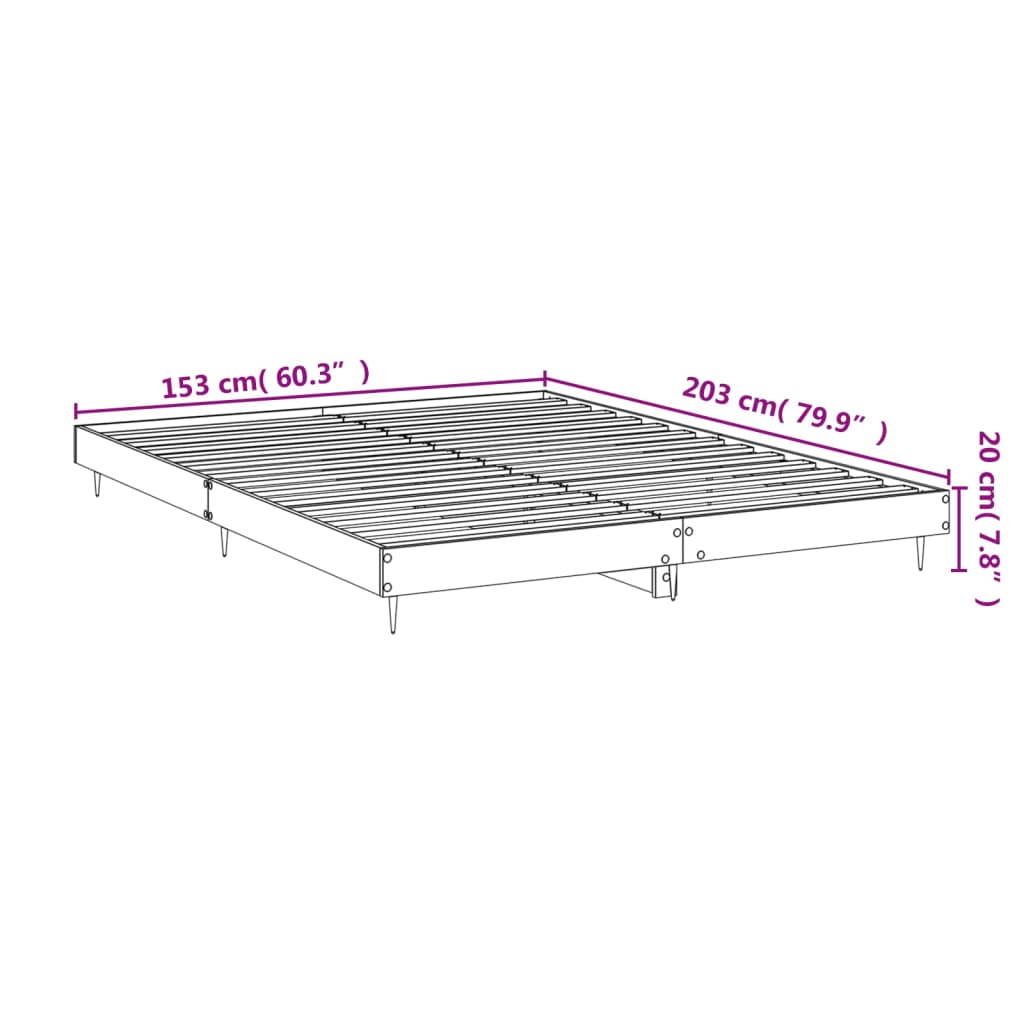 vidaXL Posteljni okvir visok sijaj bel 150x200 cm inženirski les