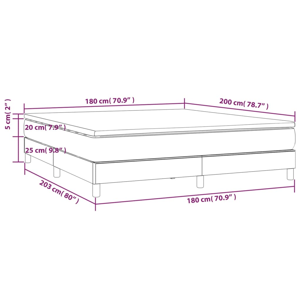 vidaXL Box spring postelja z vzmetnico črn 180x200 cm umetno usnje